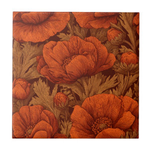 Bold Art Nouveau Anemones Azulejos Para Entrada Na