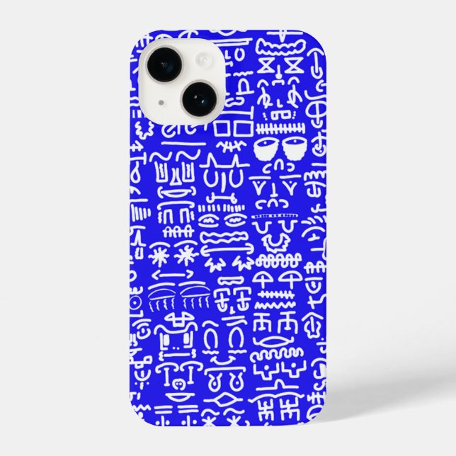 Bold Blue Doodle Pattern iPhone Case (Verso)
