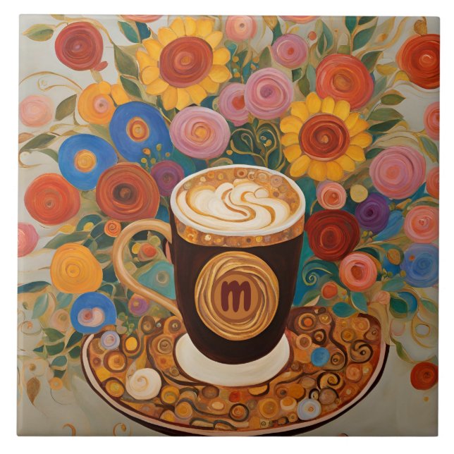 Bold Boho Floral Monograma Café (Frente)