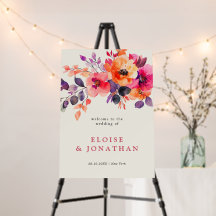 Bold Bright Pink Orange Watercolor Casamento Bem-v