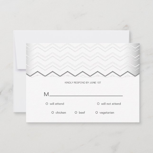 Bold Chevron Silver em RSVP Branco (Frente)