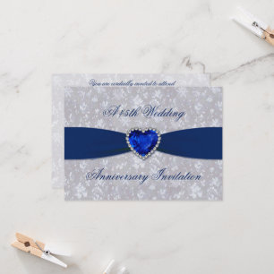Bold Damask 45º Aniversário Convite 4,5x6,25