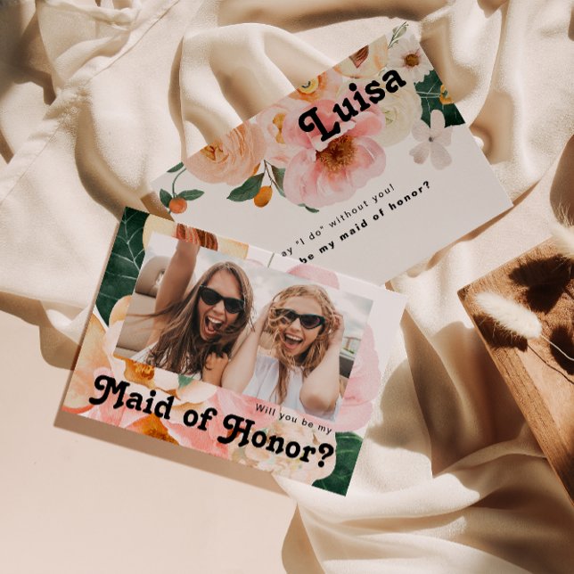 Bold Floral | Cartão de Madrinha de casamento de F (Criador carregado)