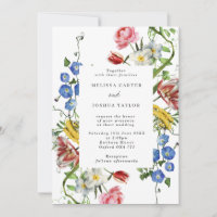 Bold Floral Frame Holandês Flores Convite Para Cas