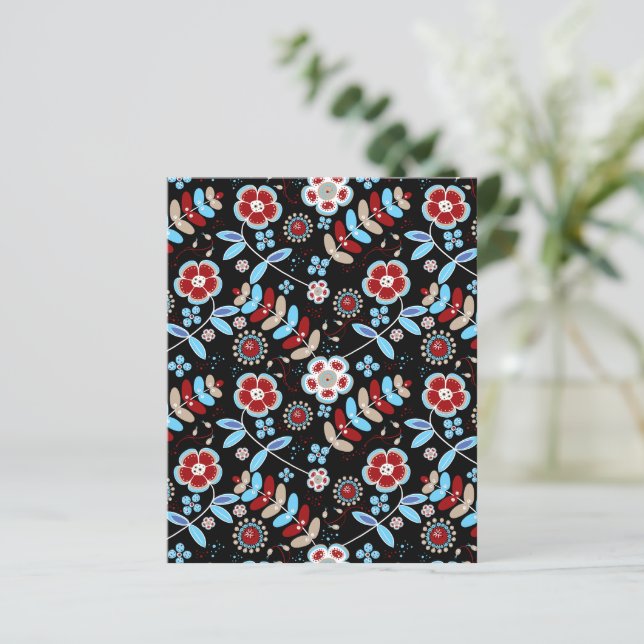 Bold Folk Floral Pattern Scrapbook Paper (Em pé/Frente)