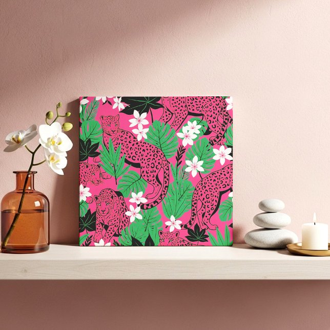 Bold Hot Pink Leopard Tropical Jungle Seamless Pat (Criador carregado)