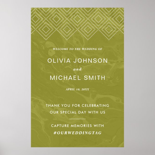 Bold Hues Chartreuse Green Marble Poster (Frente)