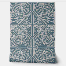 Bold Lines - Symmetrical Tile - Teal and Beige 