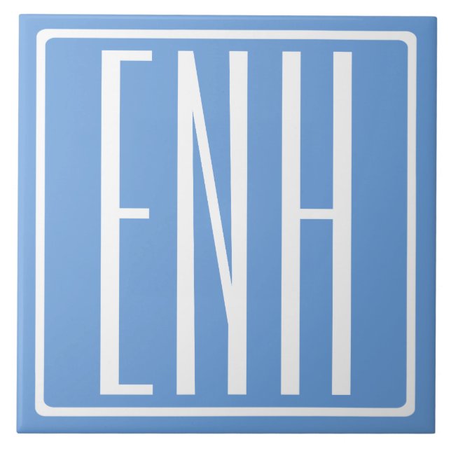 Bold Modern 3 Iniciais Monograma | Azul macio (Frente)