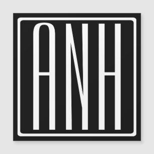 Bold Modern 3 Iniciais Monograma Branco A Preto