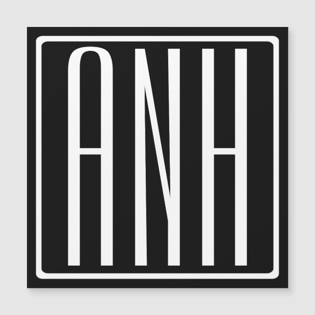 Bold Modern 3 Iniciais Monograma | Branco A Preto (Frente)