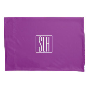 Bold Modern 3 Iniciais Monograma Branco e Roxo