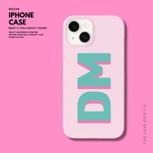 Bold Modern Grandes Iniciais Sombra Monograma Rosa