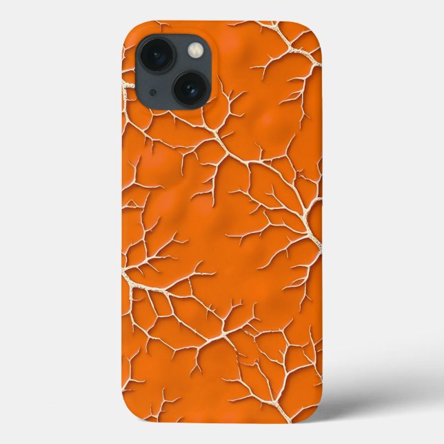 Bold Orange iPhone Case with Branch Texture (Verso)
