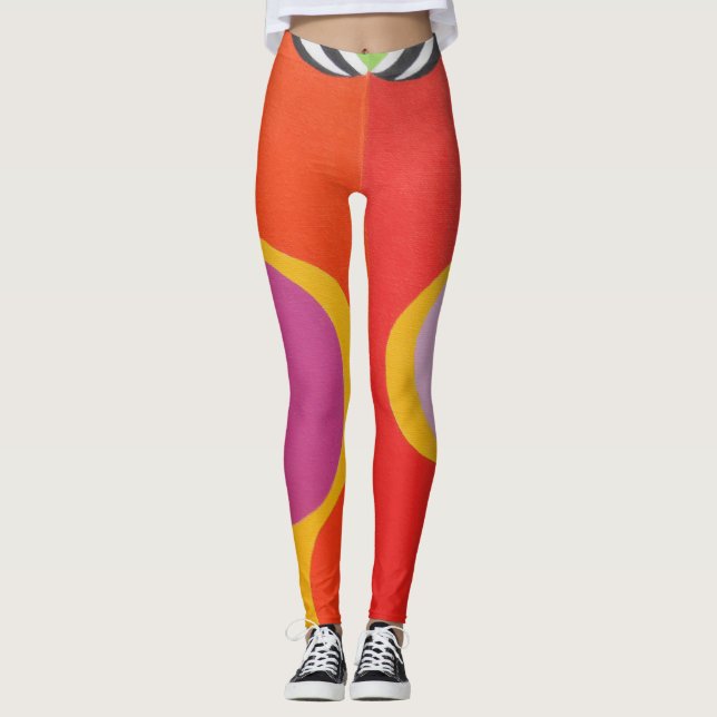 Bold Orange & Yellow Art Leggings (Frente)