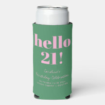 Bold Pink and Green Modern 21st Birthday Custom
