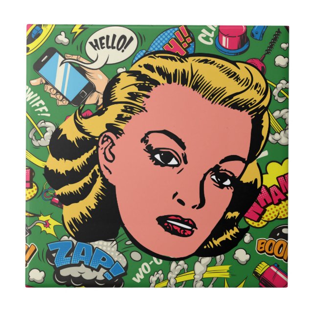 Bold Pop Art Charm - Mulher Loira Retro (Frente)