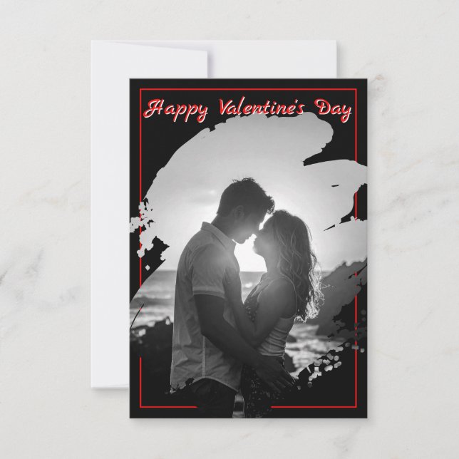 Bold Red & Black Valentine’s Day Photo Card (Frente)
