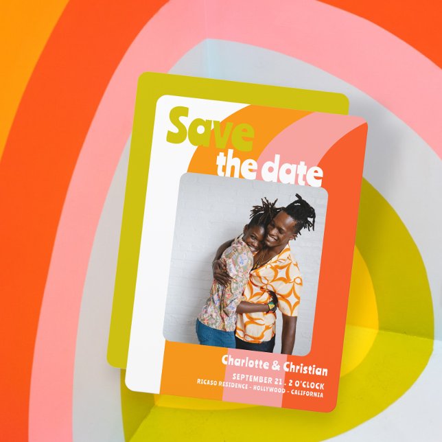 Bold Retro Citrus Salvar A Data Casamento (Bold Retro Citrus Save The Date from Ricaso. A fun save our date wedding announcement for fun couple)