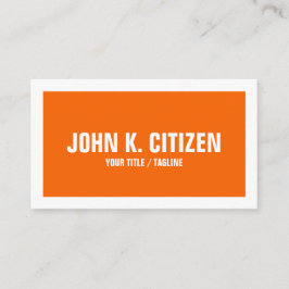 Bold Simple Orange and White Border Cartão de visi