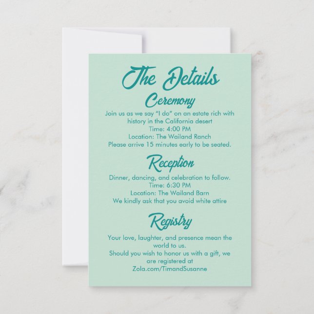 Bold Simple Western Modern Details Card (Verso)