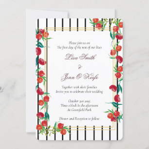 Bold Watercolor Pomegranate Convites para Casament