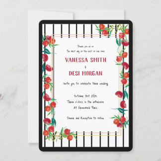 Bold Watercolor Pomegranate Convites para Casament