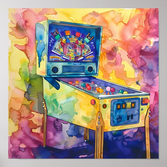 Bold Watercolor Pop Pinball Poster nº 12 (Frente)