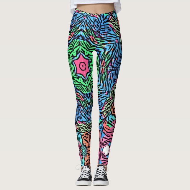 Bold Wild Mandala inspirou padrão sobre leggings (Frente)