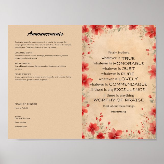 Boletim da Igreja para Download e Impressão (Frente)