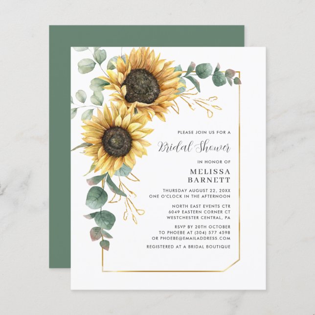 Boletins de Chá de panela Eucalyptus Sunflower (Frente/Verso)