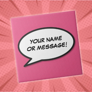 Bolha de Fala de Mensagem Personalizada Rosa Diver