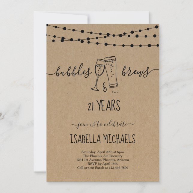 Bolha e Convite de festas de aniversário de 21 ano (Frente)