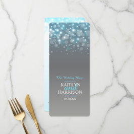 Bolha gráfica cinza azul menu de jantar de casamen