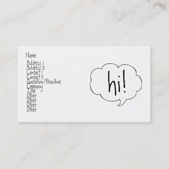 BOLHA HI! cartão de visita (Frente)