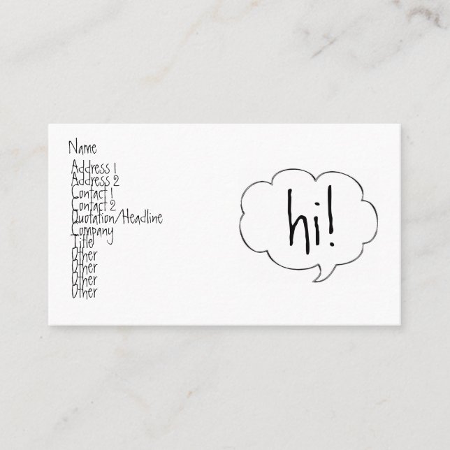 BOLHA HI! cartão de visita (Frente)