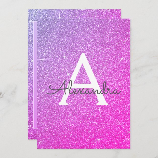 Bolha Rosa Púrpura, Brilhante, Batismo Convite (Frente/Verso)