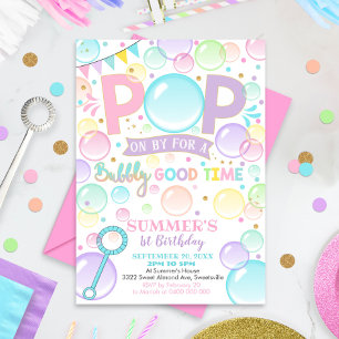 Bolhas Aniversário do Pop de Convite de Aniversá