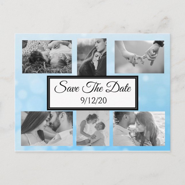 Bolhas azuis Foto para salvar a data Cartão postal (Frente)