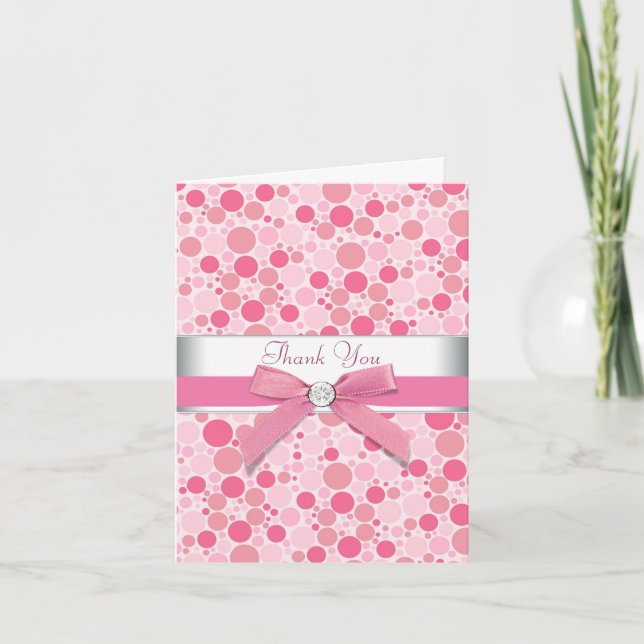 Bolhas Cor-de-rosa Rosa Obrigado Cartões (Frente)
