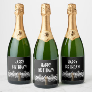 Bolhas de Champanhe em Preto Personalizado