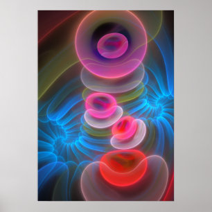 Bolhas de néon, poster abstrato artístico legal