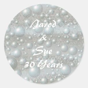 Bolhas de pérolas de prata adesivos azuis