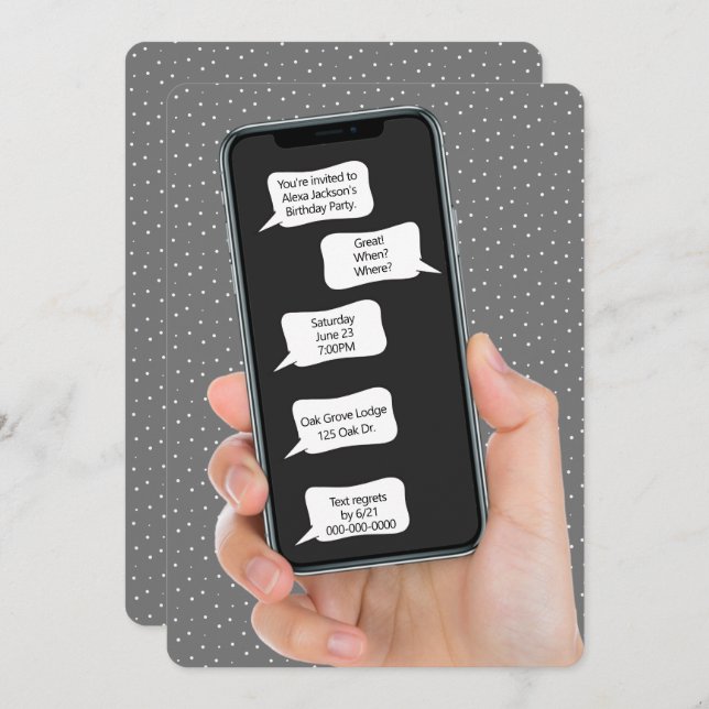 Bolhas de Texto para Convite de Festa de aniversár (Frente/Verso)