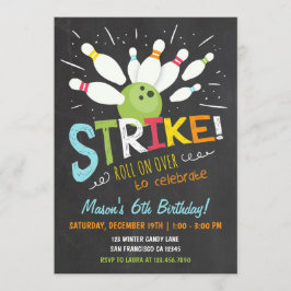 Boliche Aniversário Convite Azul Garoto Laranja