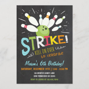 Boliche Aniversário Convite Azul Garoto Laranja