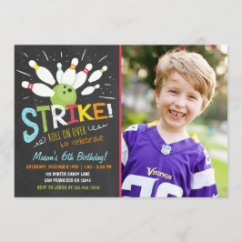 Boliche Aniversário Convite Blue Orange Boy