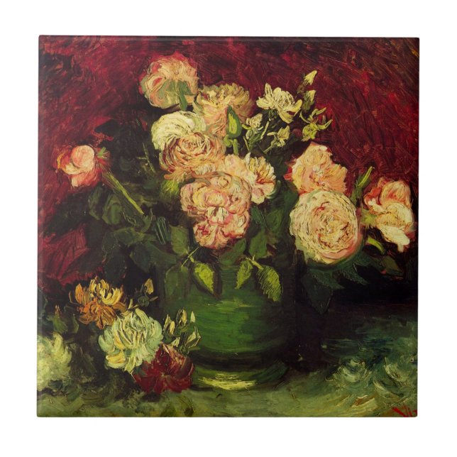 Boliche com Peonies e Rosas de Vincent van Gogh (Frente)
