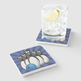 Boliche de pinguins Porta copos de pedra