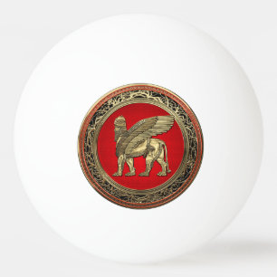 Bolinha De Ping Pong [310] Leão Assírio - Dourado Lamaçu